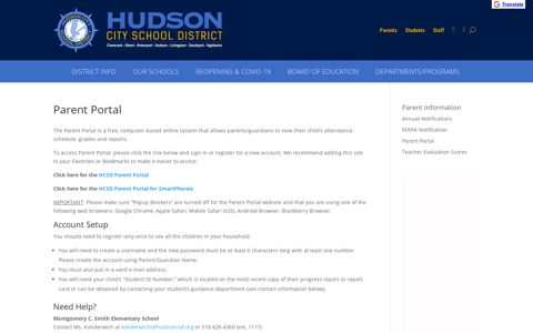 Parent Portal | Hudson City School District