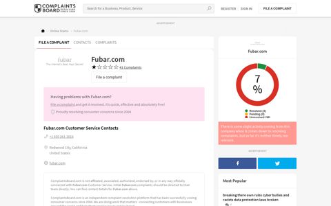 Fubar.com Reviews, Complaints & Contacts | Complaints Board