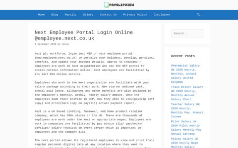 Next Employee Portal Login Online @employee.next.co.uk