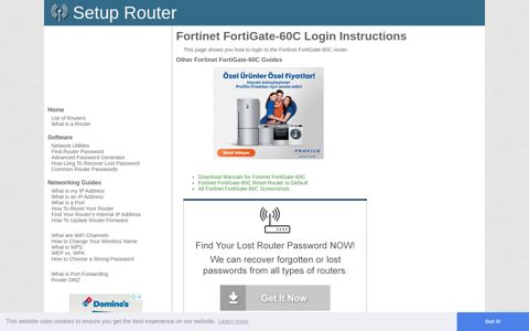How to Login to the Fortinet FortiGate-60C - SetupRouter