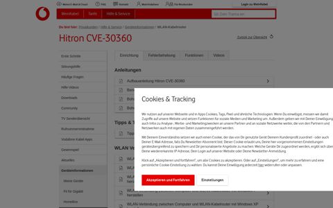 Hitron CVE-30360 - Vodafone Kabel Deutschland Kundenportal