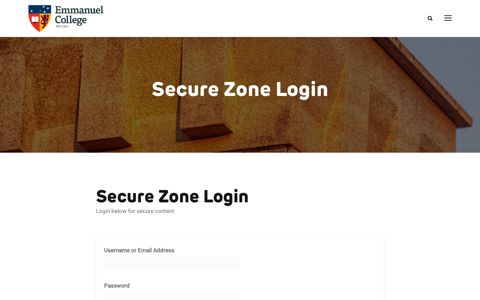 Secure Zone Login - Emmanuel College