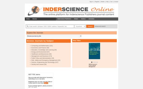 Inderscience Online