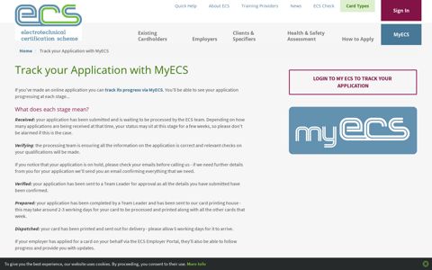 Track your Application with MyECS - (ECS) Card