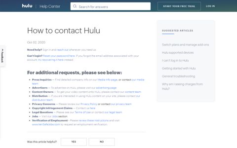 Contact Hulu - Hulu Help