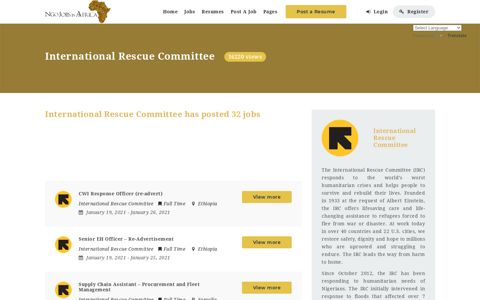 International Rescue Committee Jobs in Africa, December ...