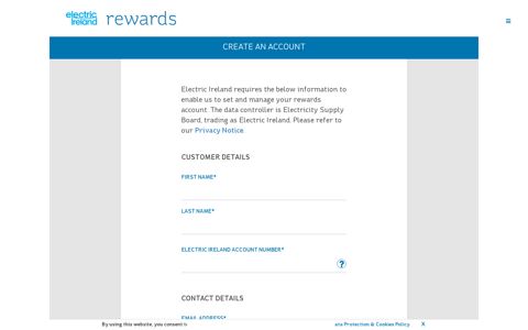 Sign Up with your Email account - Electric Ireland rewards