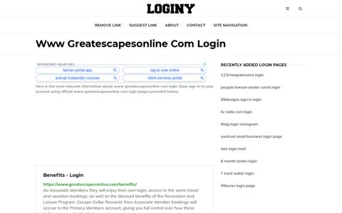 Www Greatescapesonline Com Login ✔️ One Click Login - Loginy