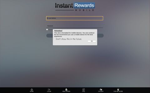 Login - Instant Rewards Mobile