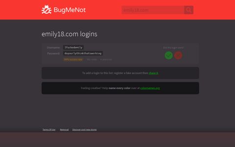 emily18.com logins - BugMeNot