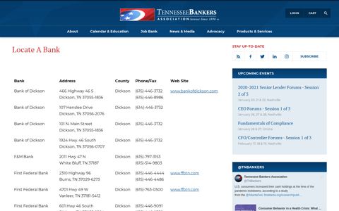 Locate A Bank - Tennessee Bankers Association