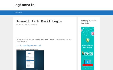 Roswell Park Email - I2 Employee Portal - LoginBrain