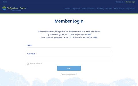 Member Login - Highland Lakes Home Owners Association