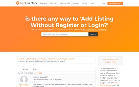 is there any way to 'Add Listing Without Register or Login ...