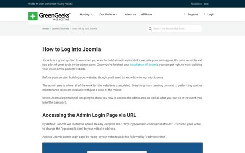 How to Log Into Joomla - GreenGeeks