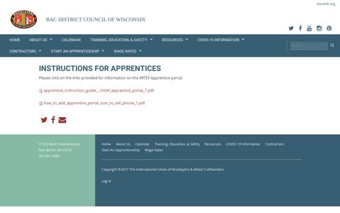 Instructions for Apprentices | BAC District Council of Wisconsin