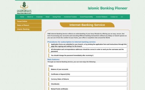 Internet Banking Service - Faisal Islamic Bank