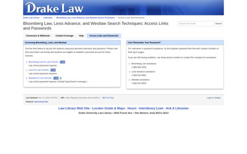 Access Links and Passwords - Bloomberg Law, Lexis ...