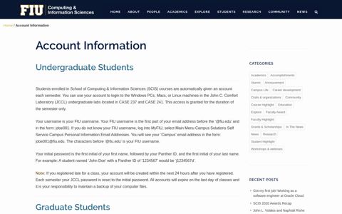 Account Information | School of Computing and Information ...