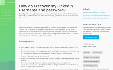 How do I recover my LinkedIn username and password?
