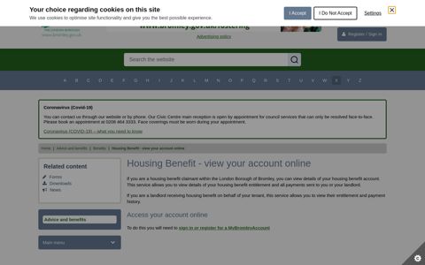 Housing Benefit - view your account online - Bromley Council