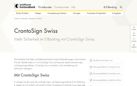 E-Banking Login mit CrontoSign Swiss | Schaffhauser ...