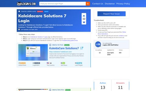Kaleidacare Solutions 7 Login - Logins-DB