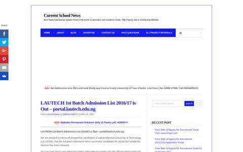 LAUTECH 1st Batch Admission List 2016/17 is Out - portal ...