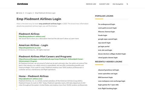 Emp Piedmont Airlines Login ❤️ One Click Access - iLoveLogin