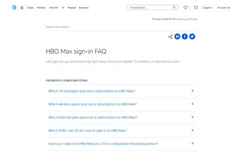 HBO Max Sign-in FAQ - Bill & account Support - AT&T