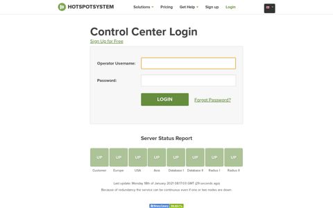 Control Center Login - HotspotSystem