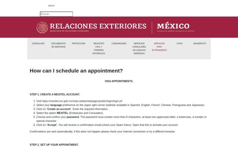 VISA APPOINTMENTS - Consulados de México en el Exterior