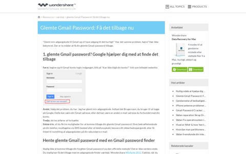 Glemte Gmail Password: Få det tilbage nu - Wondershare