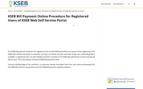 KSEB Bill Payment Online Procedure for Registered Users in ...