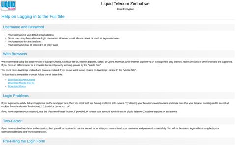 Help on Logging in to the Full Site - Liquid Telecom