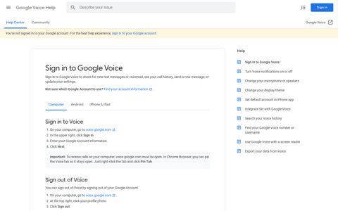 Sign in to Google Voice - Computer - Google Voice Help