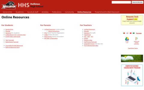 Online Resources - Holliston High School