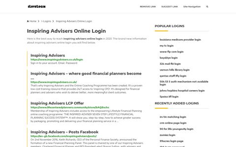 Inspiring Advisers Online Login ❤️ One Click Access