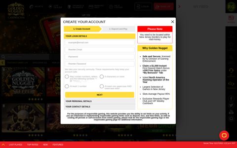 Sign-up - Golden Nugget Online Casino