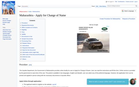 Maharashtra - Apply for Change of Name - Wikiprocedure
