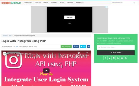 Login with Instagram using PHP - CodexWorld