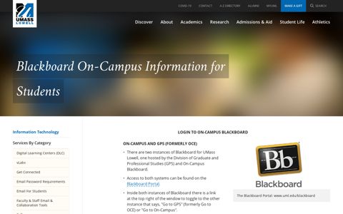Blackboard On-Campus Information for Students | Services By ...
