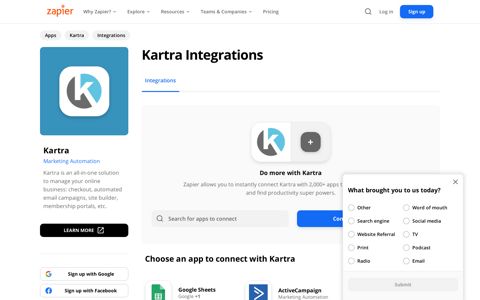 Kartra Integrations | Connect Your Apps with Zapier