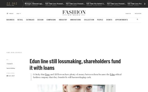 Edun line still lossmaking, shareholders fund it with loans ...