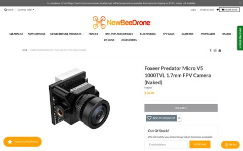 Foxeer Predator Micro V5 1000TVL 1.7mm FPV Camera ...