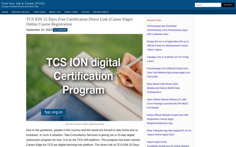 TCS ION 15 Days Free Certification Direct Link (Career Edge ...