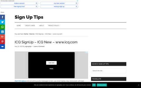 ICQ SignUp - ICQ New - www.icq.com - Sign Up Tips