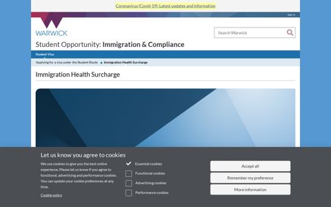 Immigration Health Surcharge - University of Warwick