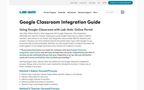 Google Classroom Integration Guide | Lab Aids