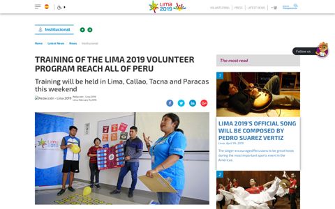 training of the lima 2019 volunteer program reach all of peru